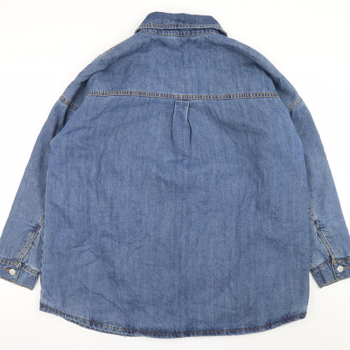 George Womens Blue Denim Cotton Relaxed Fit Long Sleeve Jacket Size 18