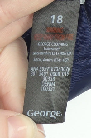 George Womens Blue Denim Cotton Relaxed Fit Long Sleeve Jacket Size 18