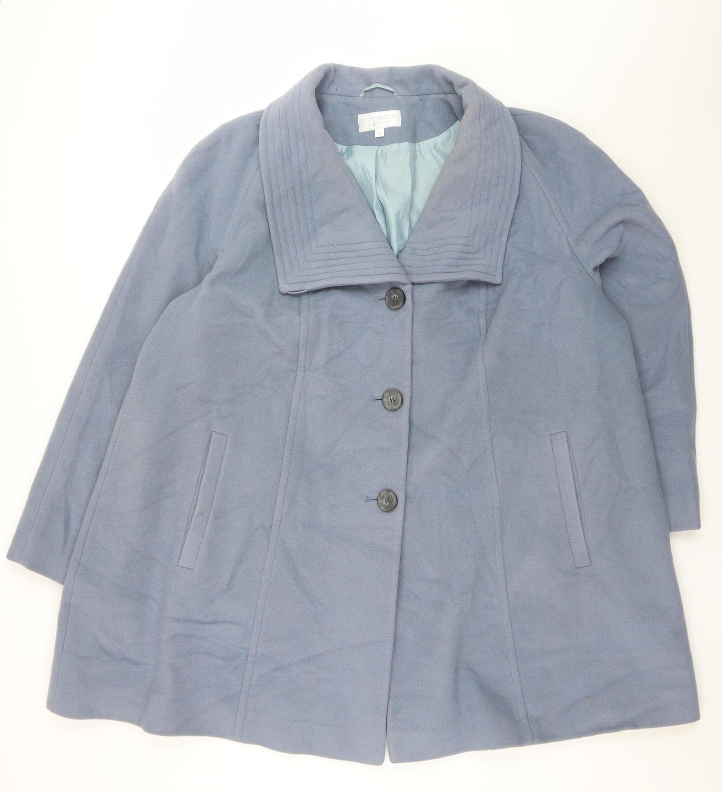 Cotswold Collections Women's Blue Wool Blend Overcoat Size 24