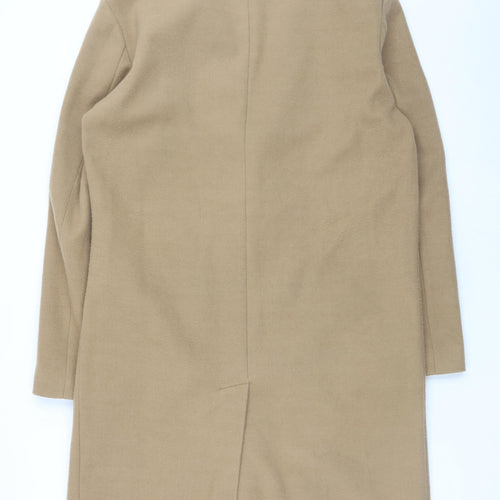 Zara Men’s Beige Wool Blend Long Overcoat Size S Classic Smart
