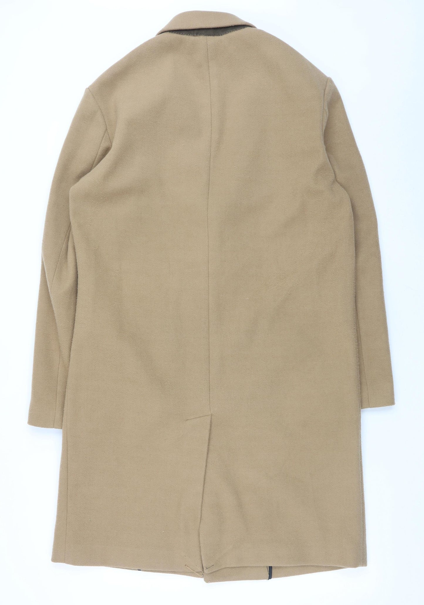 Zara Men’s Beige Wool Blend Long Overcoat Size S Classic Smart