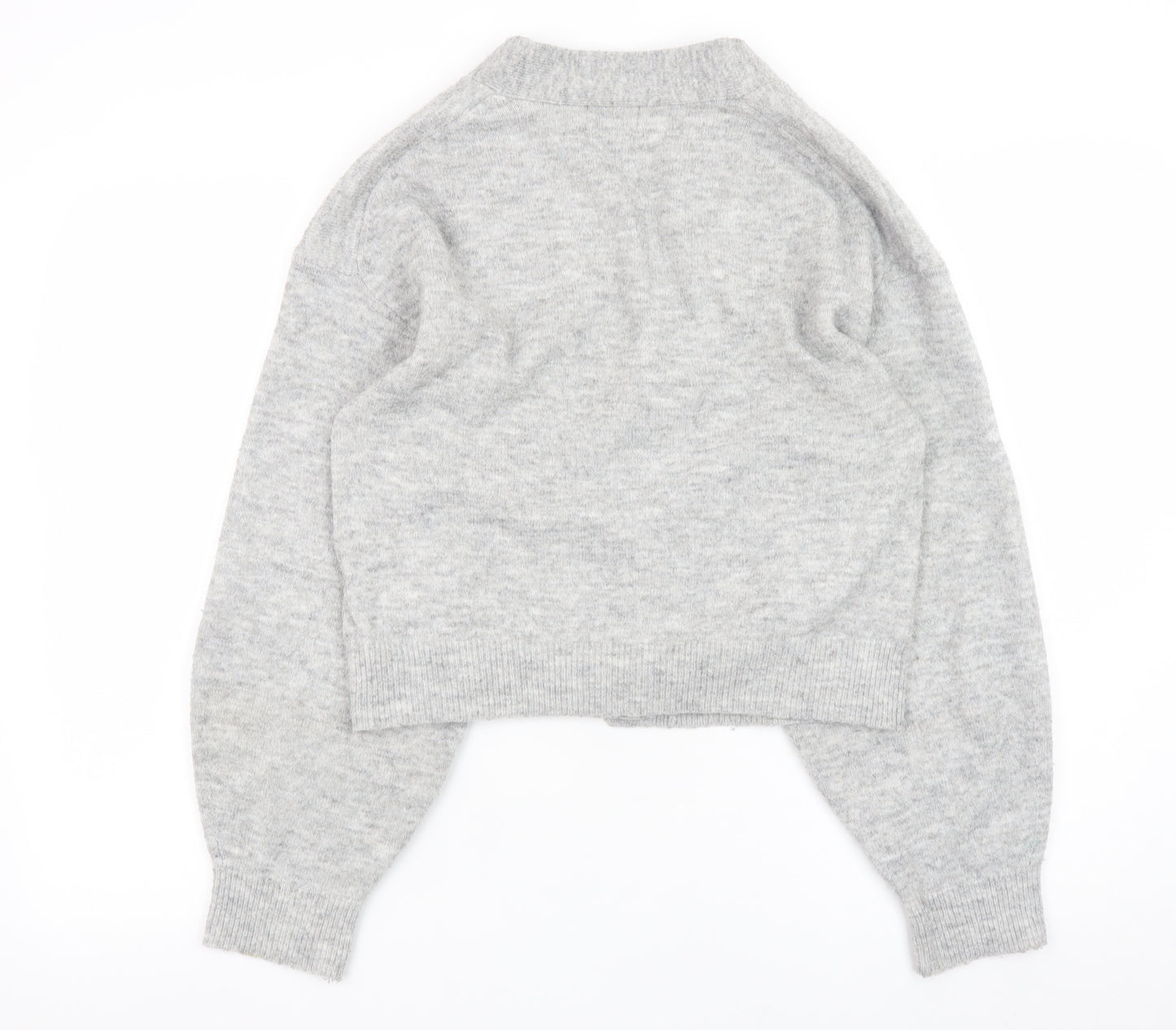 H&M Women Grey Wool Blend Cardigan XS V-Neck Button Front