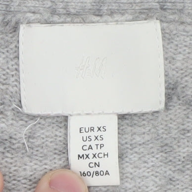 H&M Women Grey Wool Blend Cardigan XS V-Neck Button Front