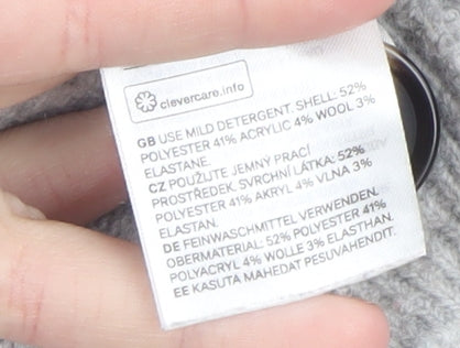 H&M Women Grey Wool Blend Cardigan XS V-Neck Button Front