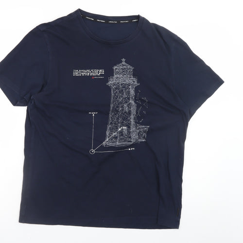 Peuterey Men's Blue Nautical Graphic Cotton T-Shirt Size L