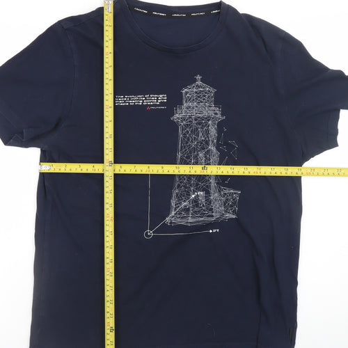 Peuterey Men's Blue Nautical Graphic Cotton T-Shirt Size L
