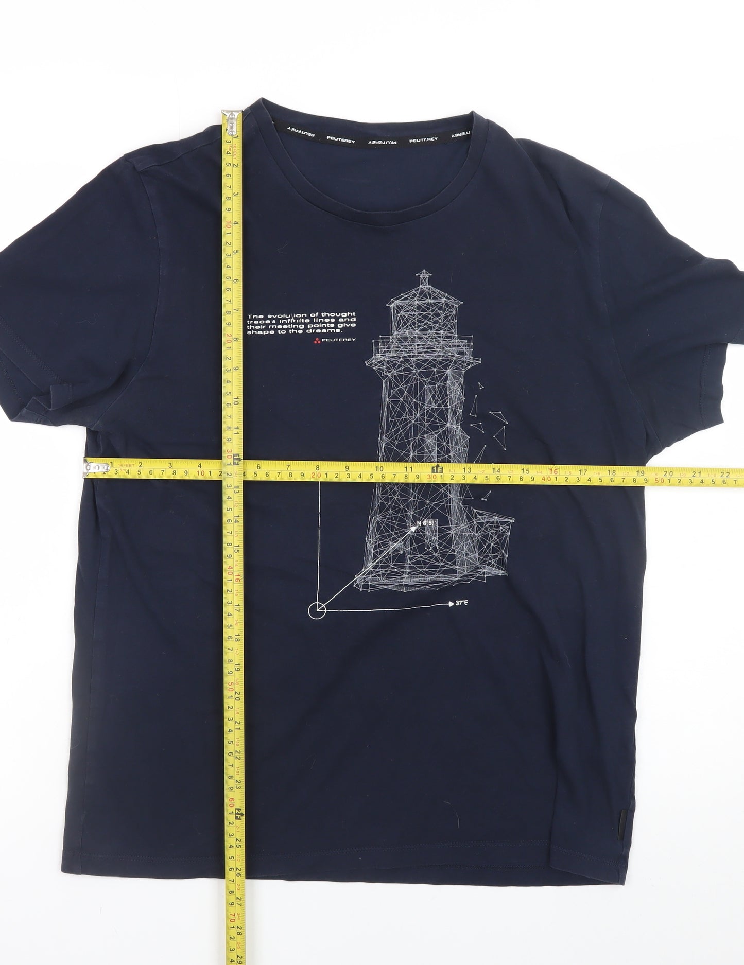 Peuterey Men's Blue Nautical Graphic Cotton T-Shirt Size L