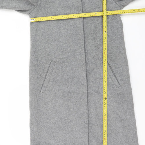 Hallhuber Women's Grey Wool Blend Hooded Long Coat Size 6