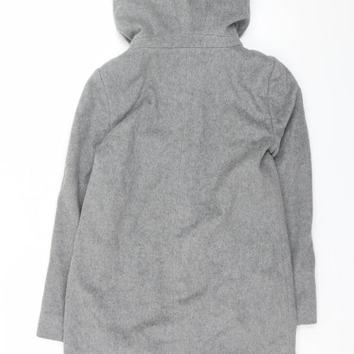Hallhuber Women's Grey Wool Blend Hooded Long Coat Size 6
