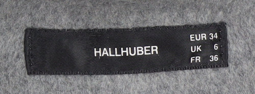 Hallhuber Women's Grey Wool Blend Hooded Long Coat Size 6