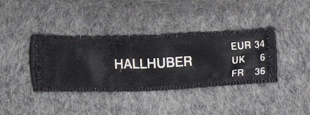 Hallhuber Women's Grey Wool Blend Hooded Long Coat Size 6
