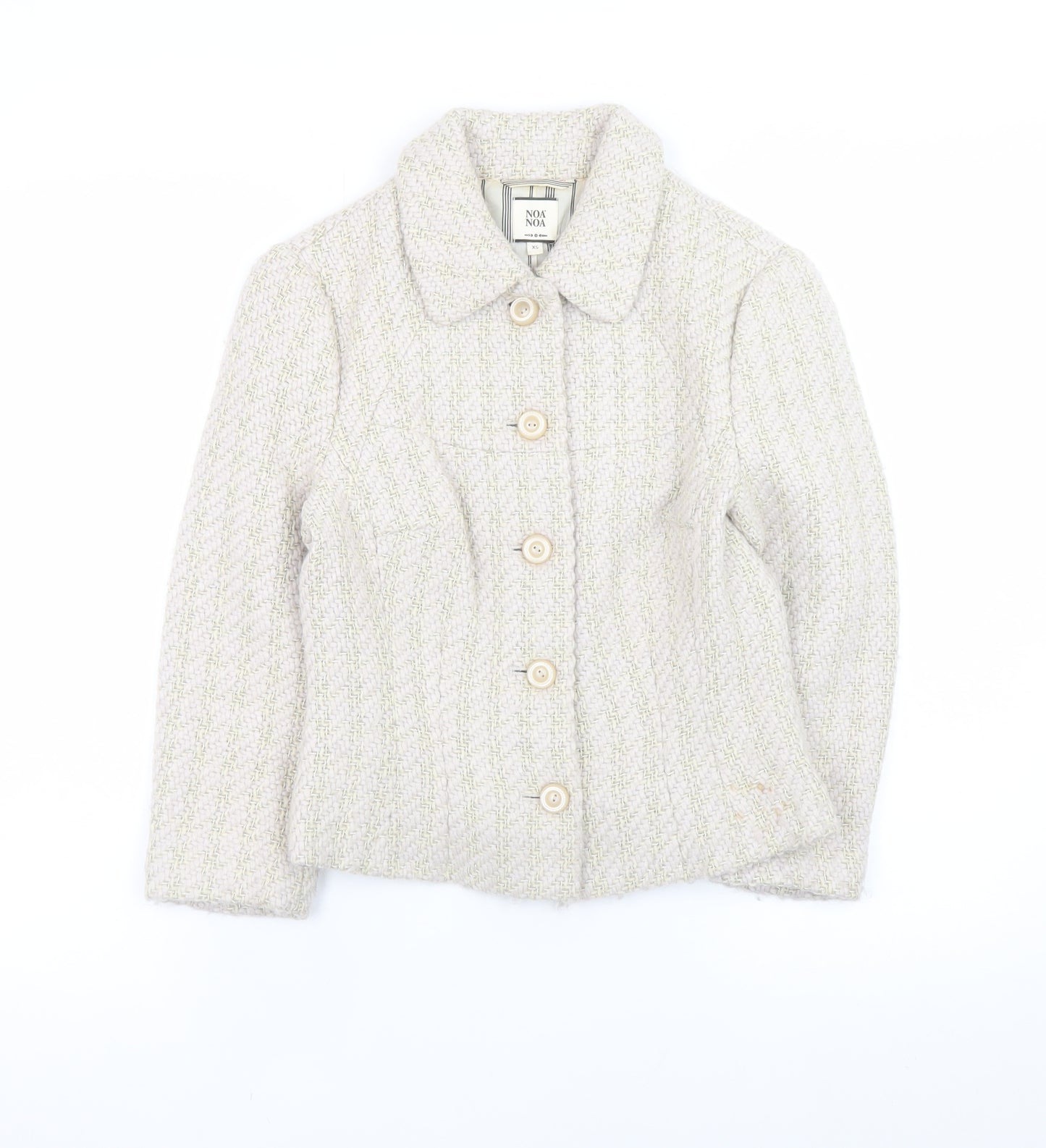 Noa Noa Women's Beige Tweed Button Blazer Jacket XS
