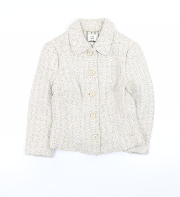 Noa Noa Women's Beige Tweed Button Blazer Jacket XS