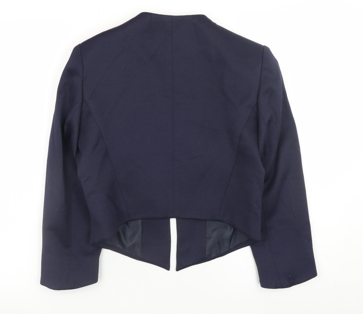 Phase Eight Women's Blue Size 10 Collarless Lined Blazer Jacket