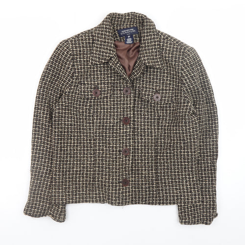Jones New York Women's Brown Petite Check Tweed Blazer Size 8