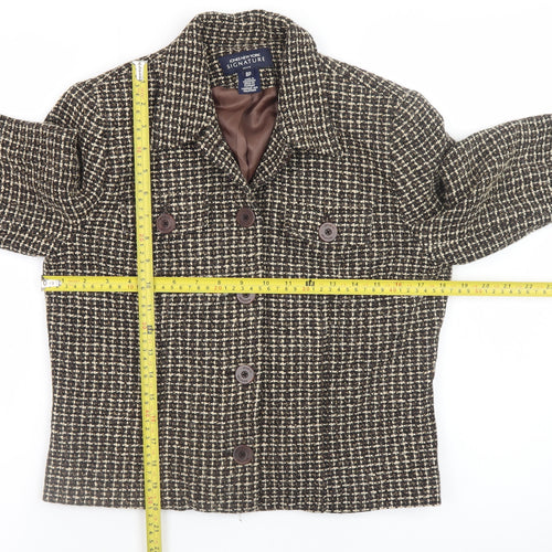 Jones New York Women's Brown Petite Check Tweed Blazer Size 8