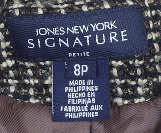 Jones New York Women's Brown Petite Check Tweed Blazer Size 8