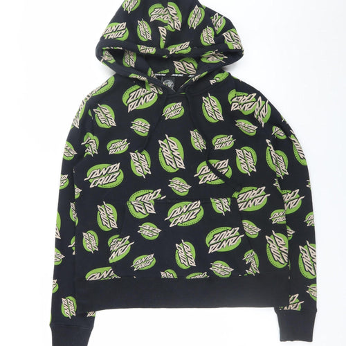 Santa Cruz Women's Black Green Logo Hoodie Size 10 Cotton Blend