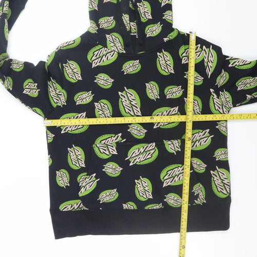 Santa Cruz Women's Black Green Logo Hoodie Size 10 Cotton Blend