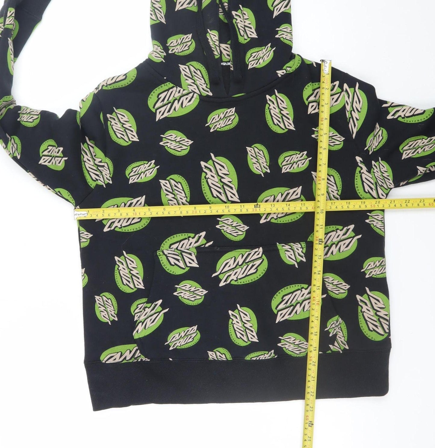Santa Cruz Women's Black Green Logo Hoodie Size 10 Cotton Blend