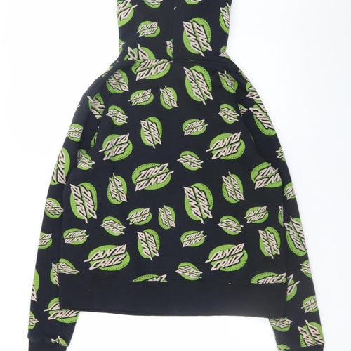 Santa Cruz Women's Black Green Logo Hoodie Size 10 Cotton Blend
