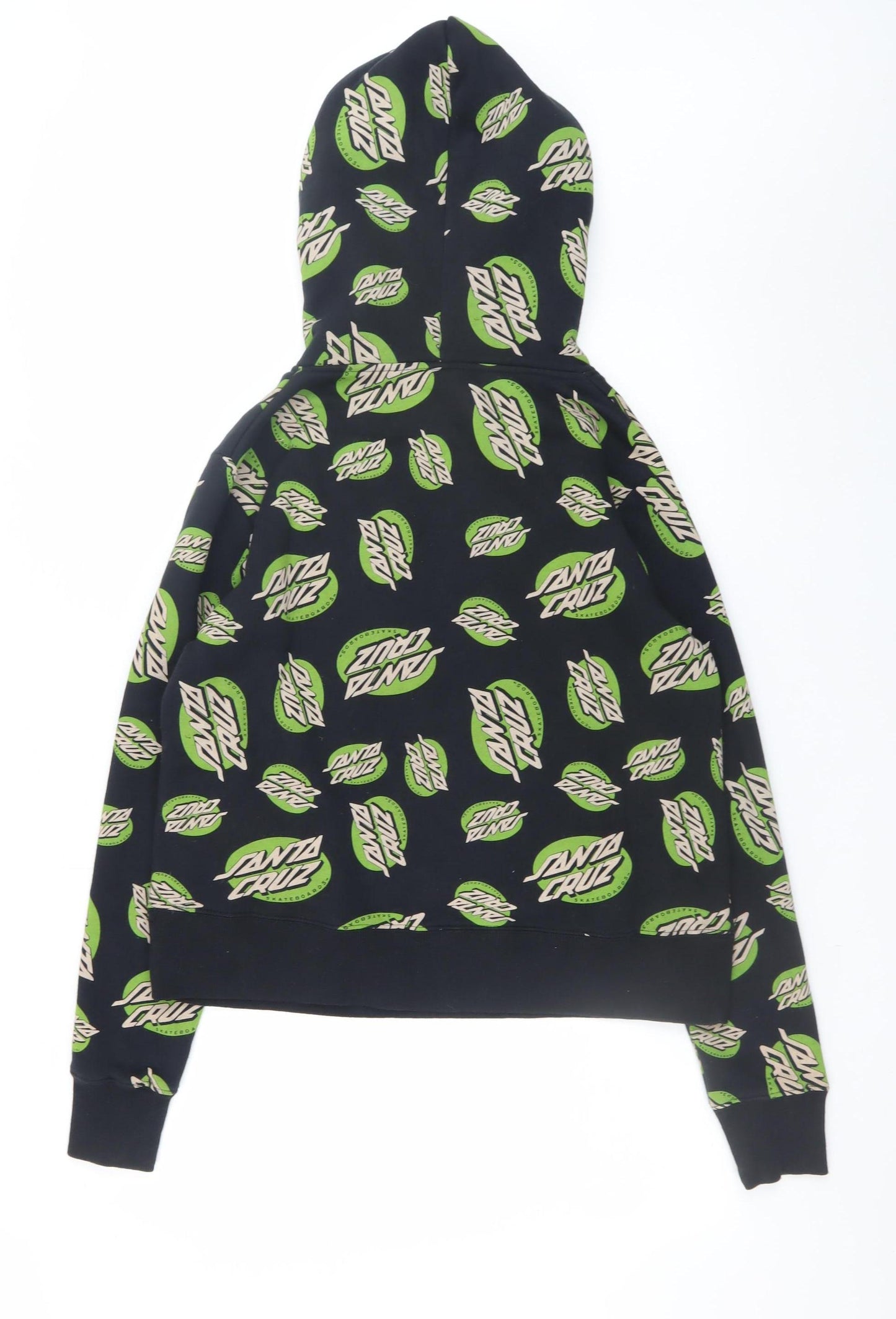 Santa Cruz Women's Black Green Logo Hoodie Size 10 Cotton Blend