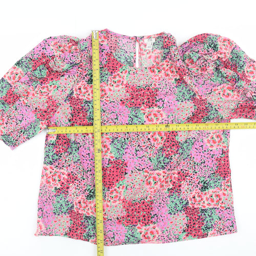 River Island Women’s Multicoloured Floral Puff Sleeve Tunic Blouse Size 10