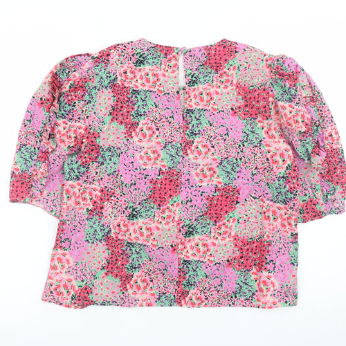 River Island Women’s Multicoloured Floral Puff Sleeve Tunic Blouse Size 10