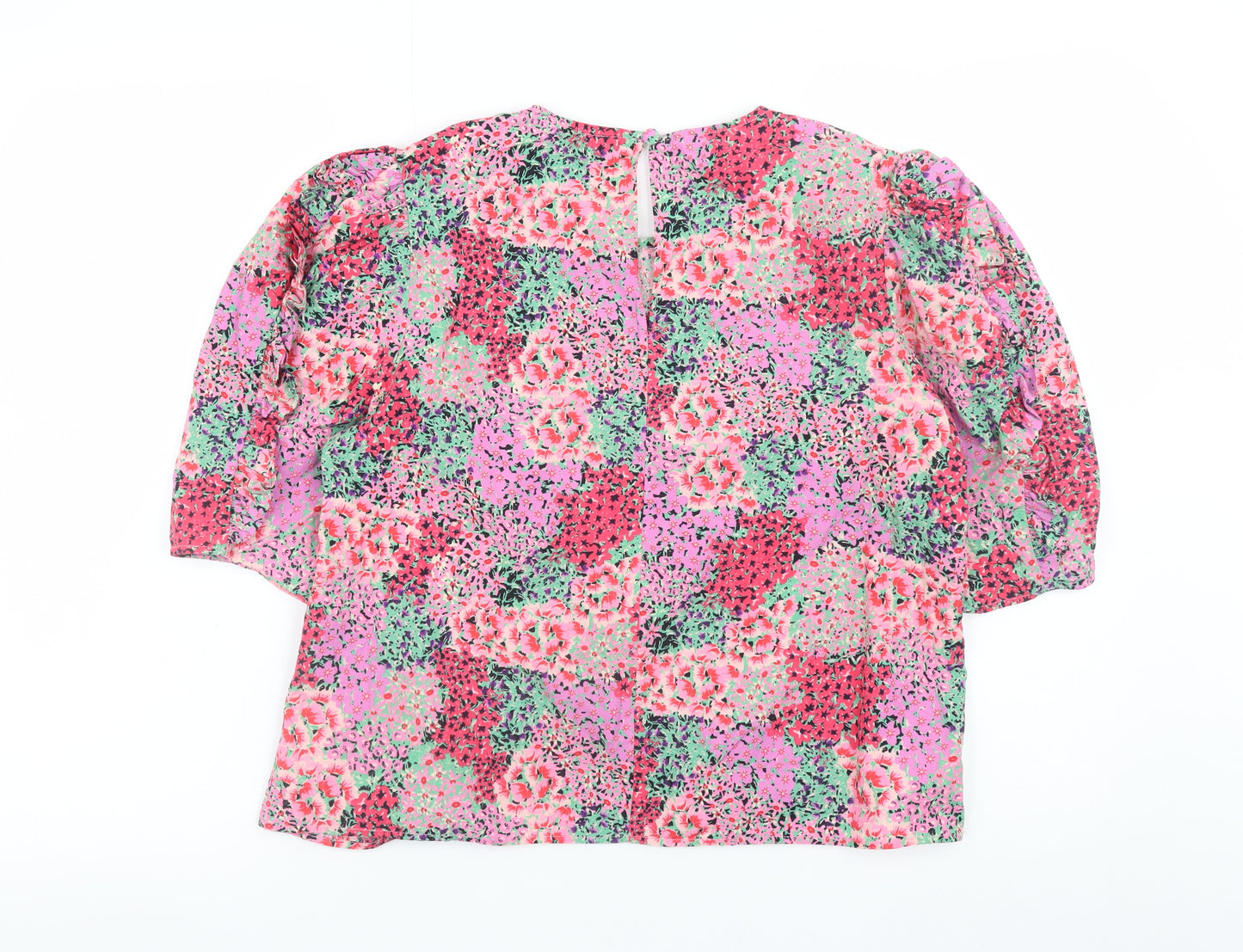 River Island Women’s Multicoloured Floral Puff Sleeve Tunic Blouse Size 10