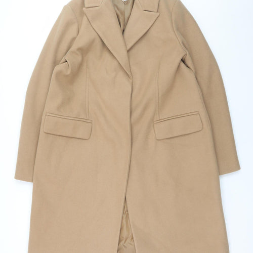 Marks and Spencer Women Beige Long Overcoat Size 16 Polyester
