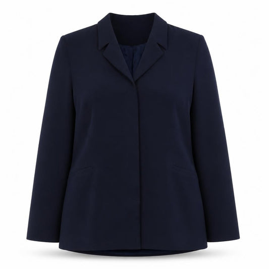 Front view of Affinity Women's Blue, size 14, Blazer Jacket - Classic Mid-Length