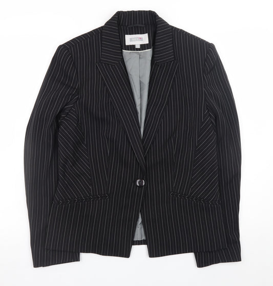 Next Women’s Black Pinstripe Blazer Size 14 Classic Work Jacket