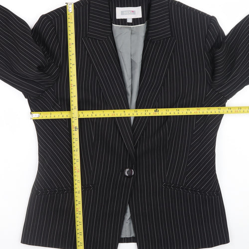 Next Women’s Black Pinstripe Blazer Size 14 Classic Work Jacket