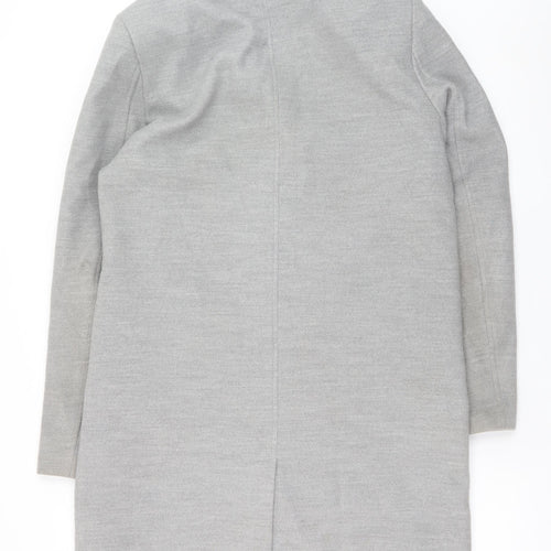 boohooMAN Men's Grey Faux Fur Collar Overcoat L Regular Fit Polyester Blend