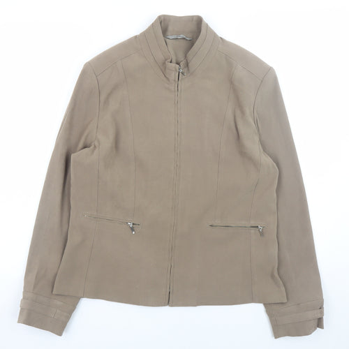 Style Collection Women Brown Size 14 Faux Suede Zip Jacket