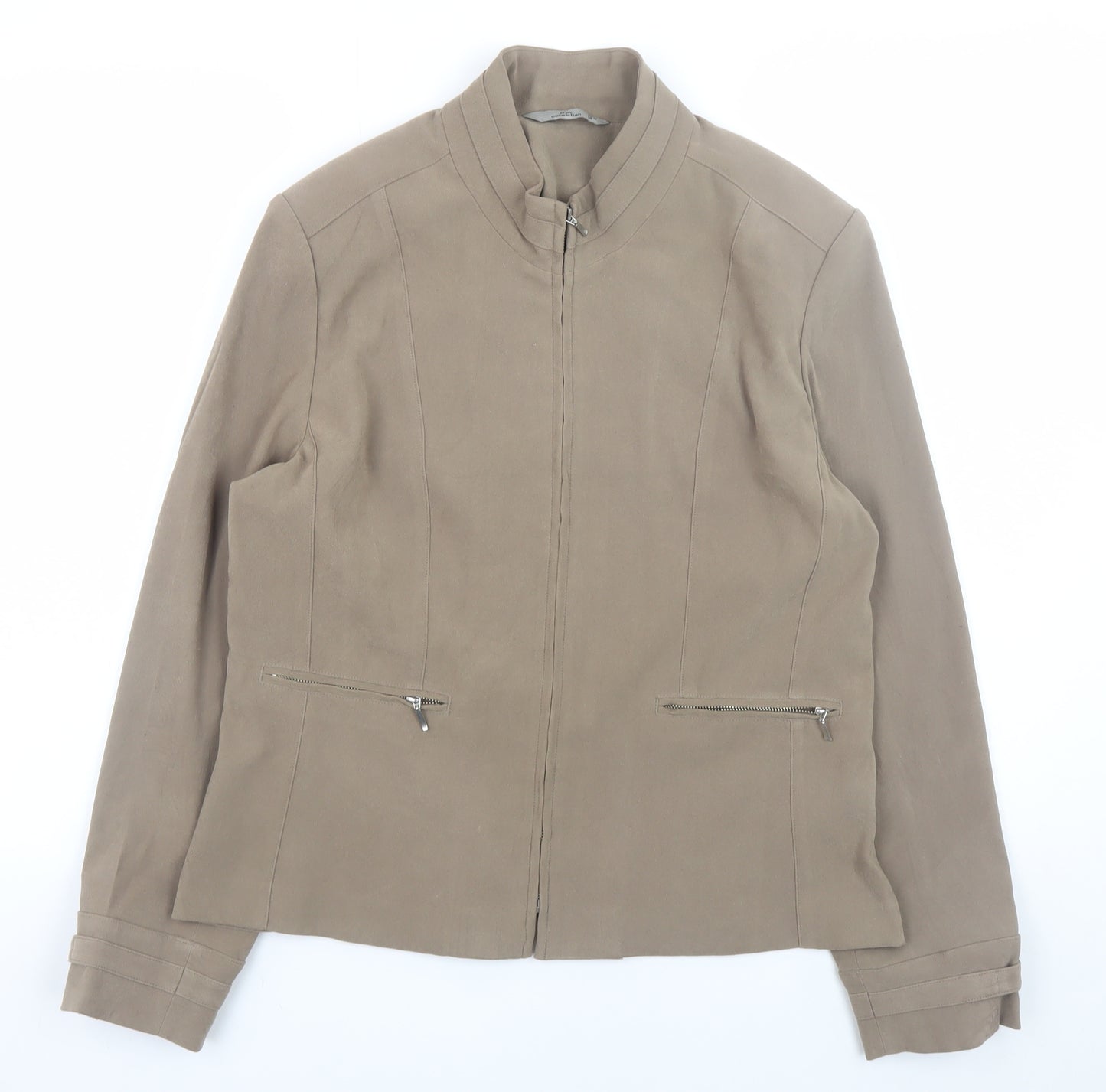 Style Collection Women Brown Size 14 Faux Suede Zip Jacket