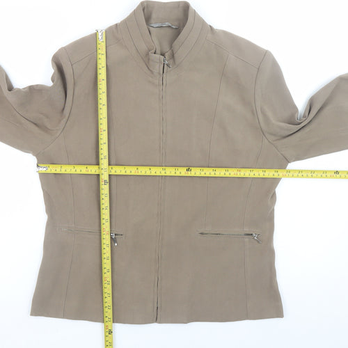 Style Collection Women Brown Size 14 Faux Suede Zip Jacket