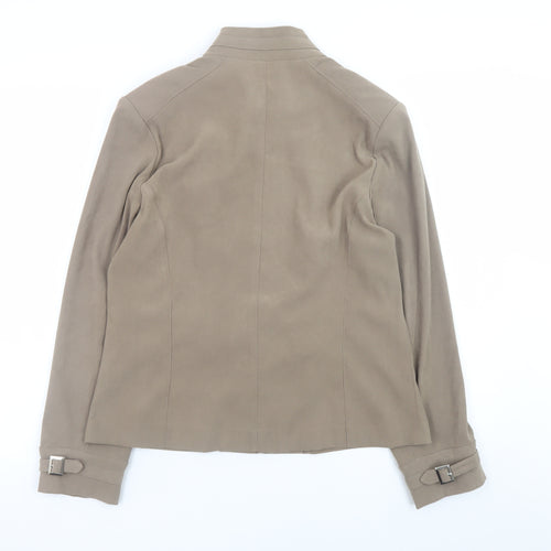 Style Collection Women Brown Size 14 Faux Suede Zip Jacket