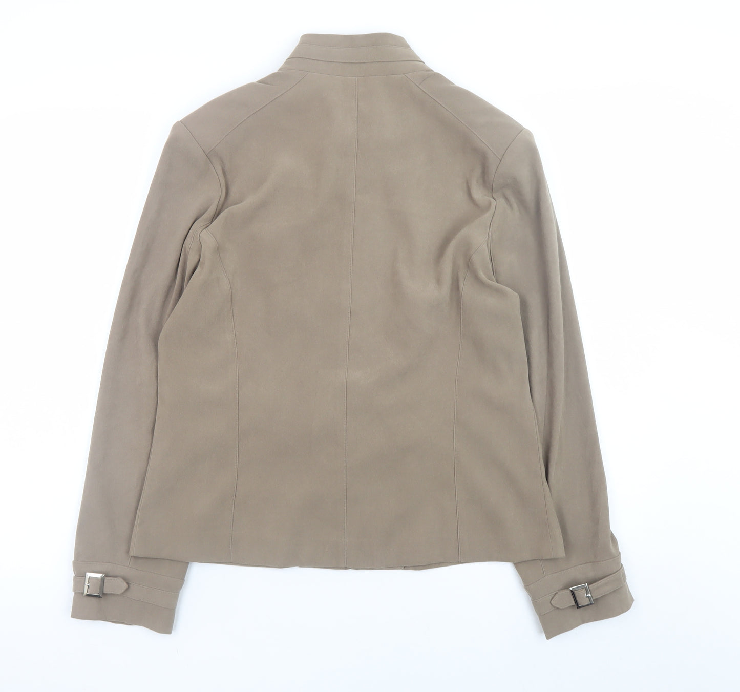 Style Collection Women Brown Size 14 Faux Suede Zip Jacket