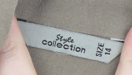 Style Collection Women Brown Size 14 Faux Suede Zip Jacket
