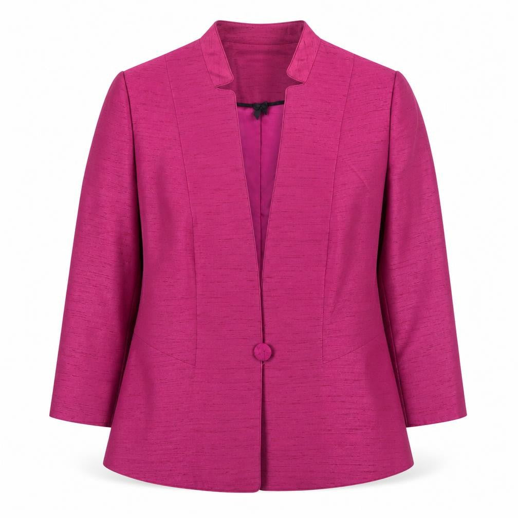 Front view of Jacques Vert Women's Pink Blazer Jacket, size 8, Formal 3/4 Sleeve