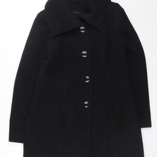 F&F Women Black Mid-Length Polyester Overcoat Size 12