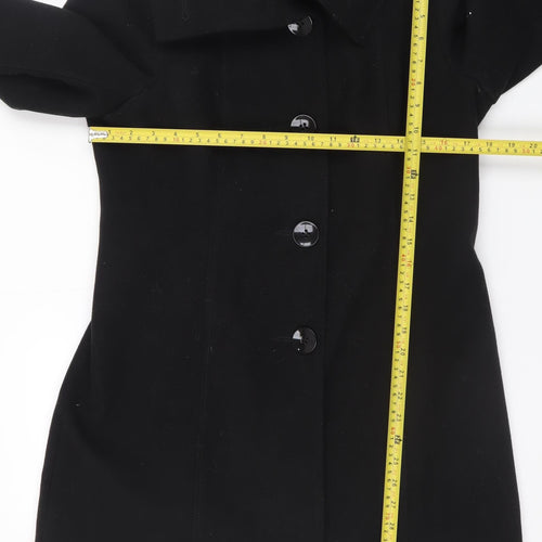 F&F Women Black Mid-Length Polyester Overcoat Size 12