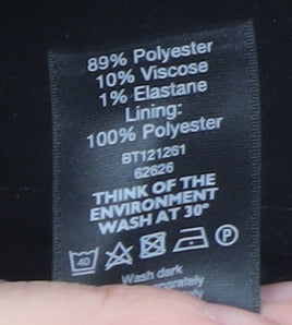 F&F Women Black Mid-Length Polyester Overcoat Size 12