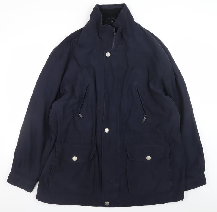BHS Men’s Blue XL Parka Jacket Polyester Nylon Water Resistant