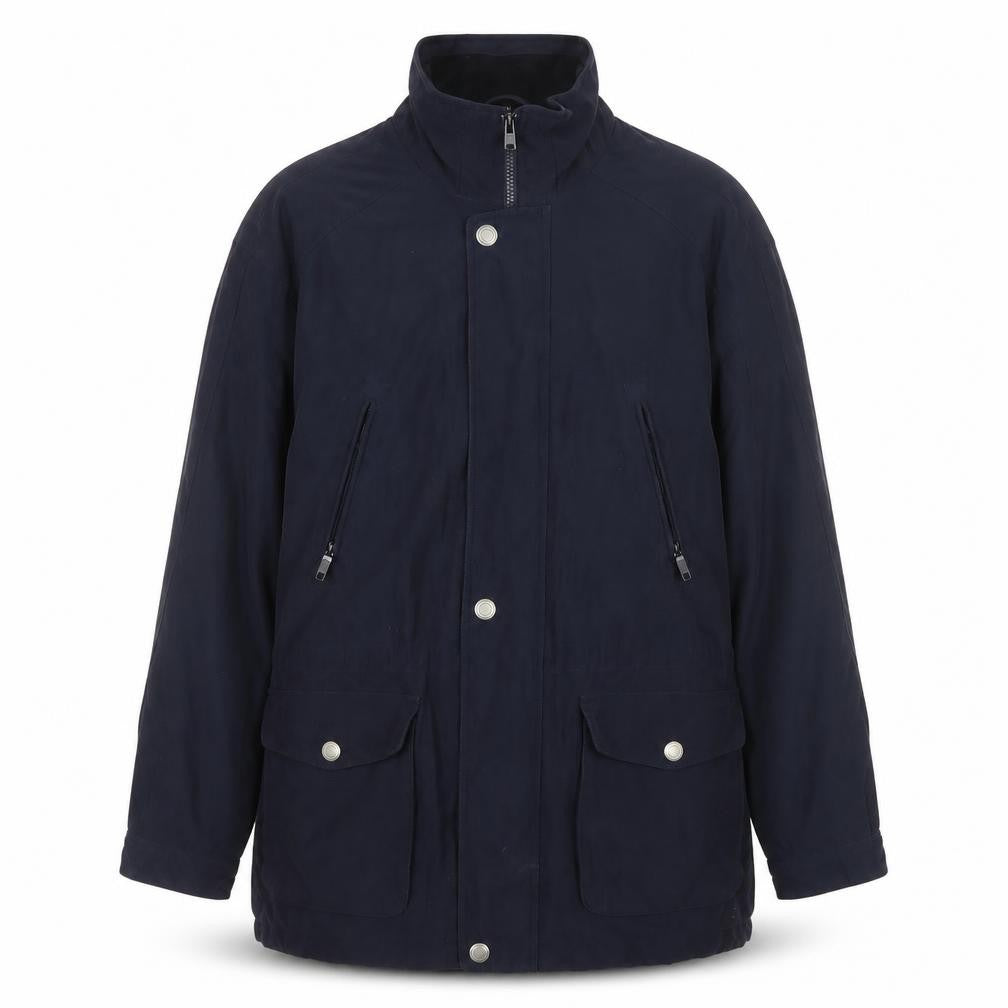 Front view of BHS Men’s Blue XL Parka Jacket Polyester Nylon Water Resistant