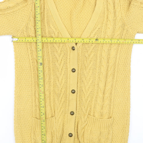 La Redoute Women Yellow Cable-Knit Cardigan Size 8/10