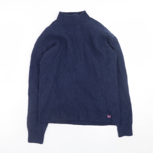 Crew Clothing Women Blue Size 8 Mock Neck Wool Blend Jumper