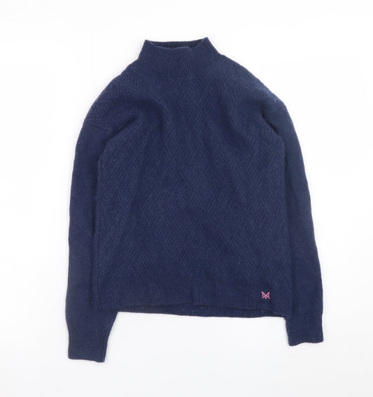 Crew Clothing Women Blue Size 8 Mock Neck Wool Blend Jumper