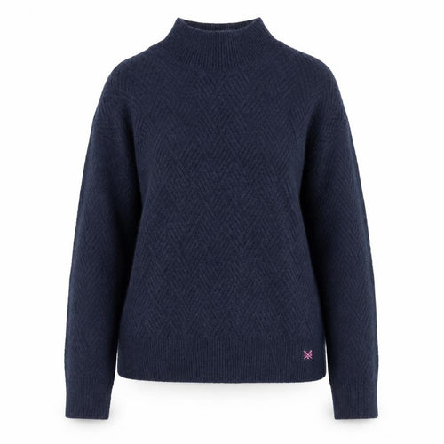 Crew Clothing Women Blue Size 8 Mock Neck Wool Blend Jumper